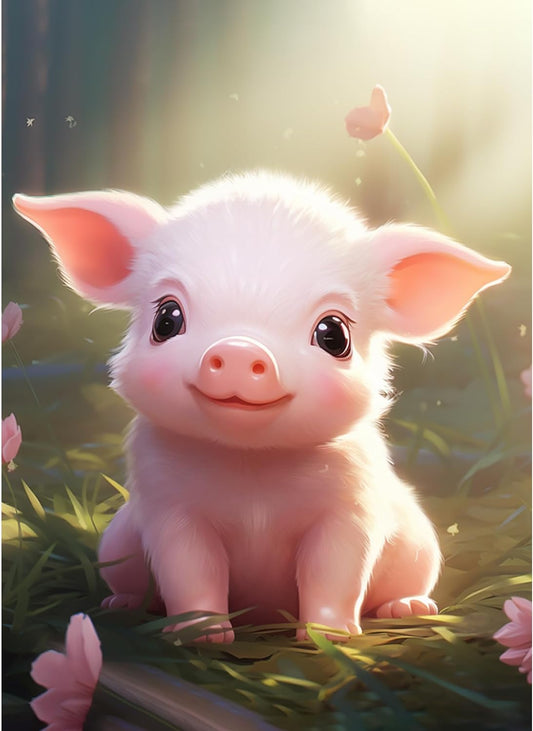 Pink cartoon pig Diamond Painting