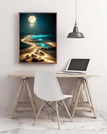 Dream Beach at night Shell Diamond Painting