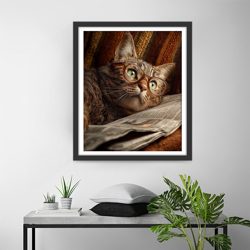 A Cat that Likes to Read Newspapers Diamond Painting