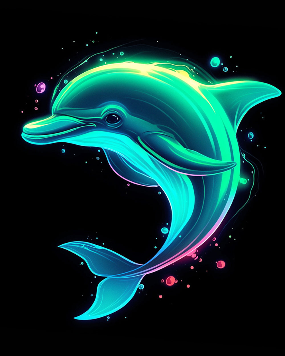 A Happy Glowing Dolphin Diamond Painting