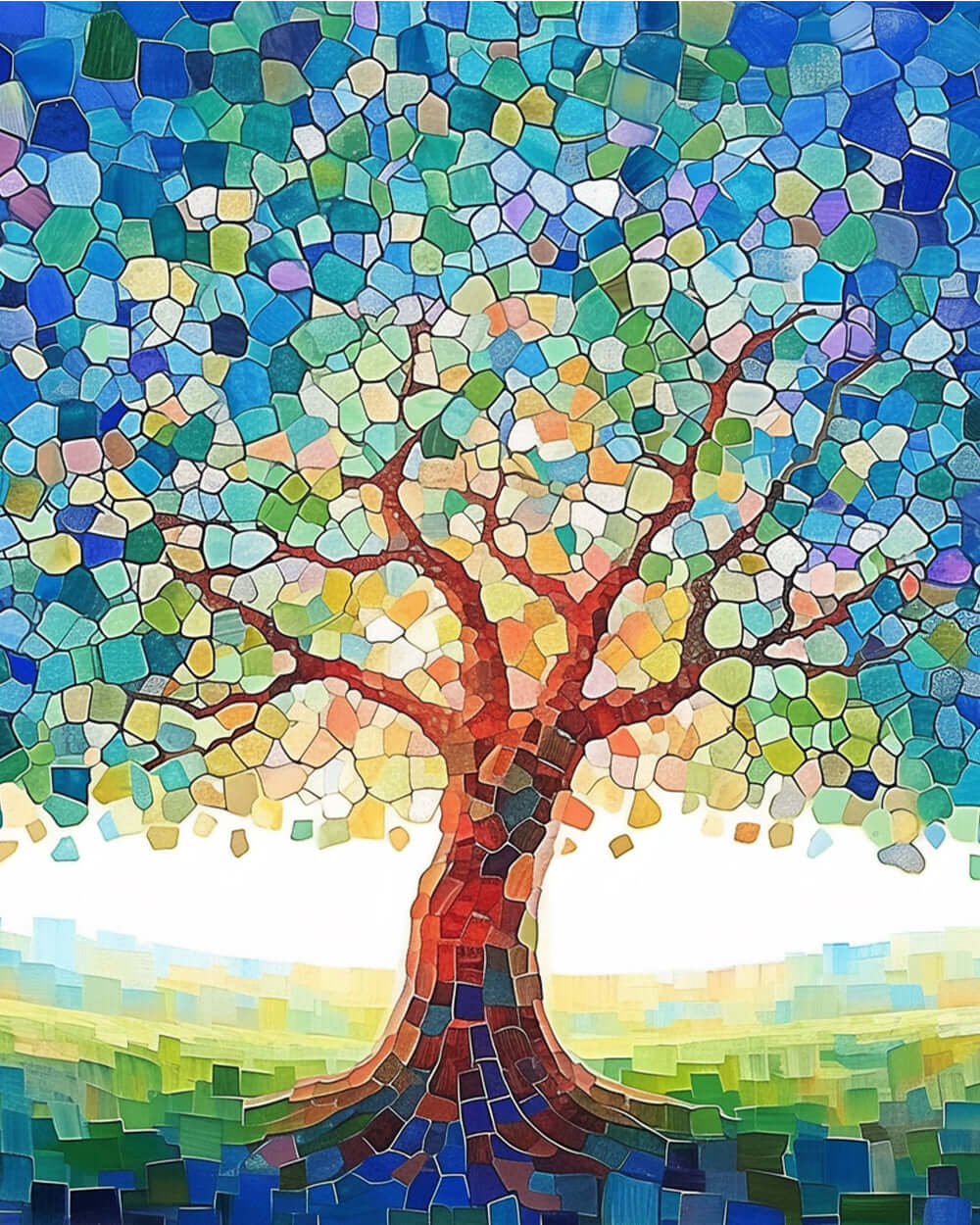 Abstract Block Tree Diamond Painting