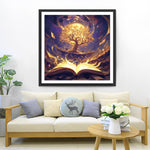 Abstract Tree, Moon and Book Diamond Painting