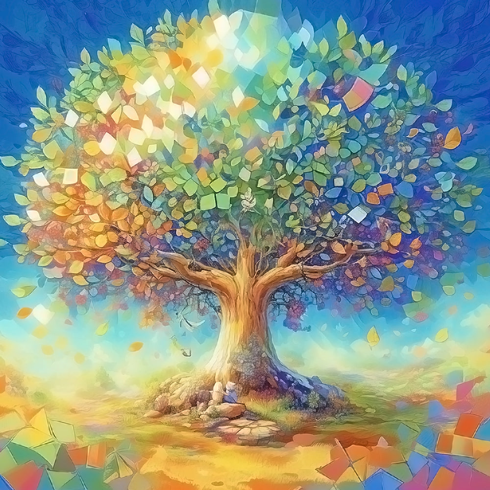 Abstract Tree with Colorful Leaves Diamond Painting