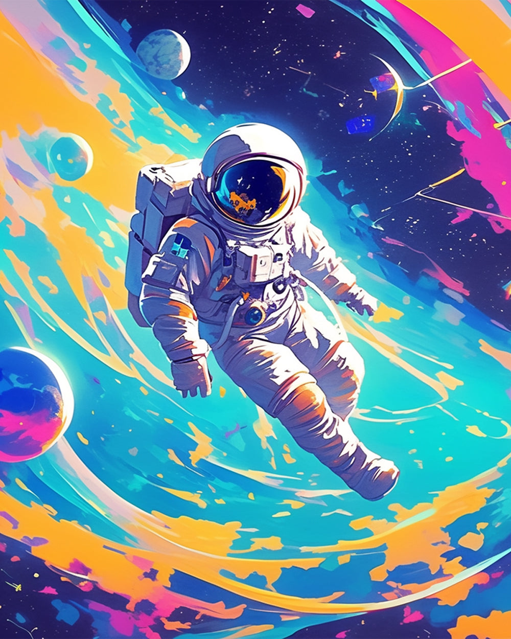 Astronaut and Colorful Space Diamond Painting