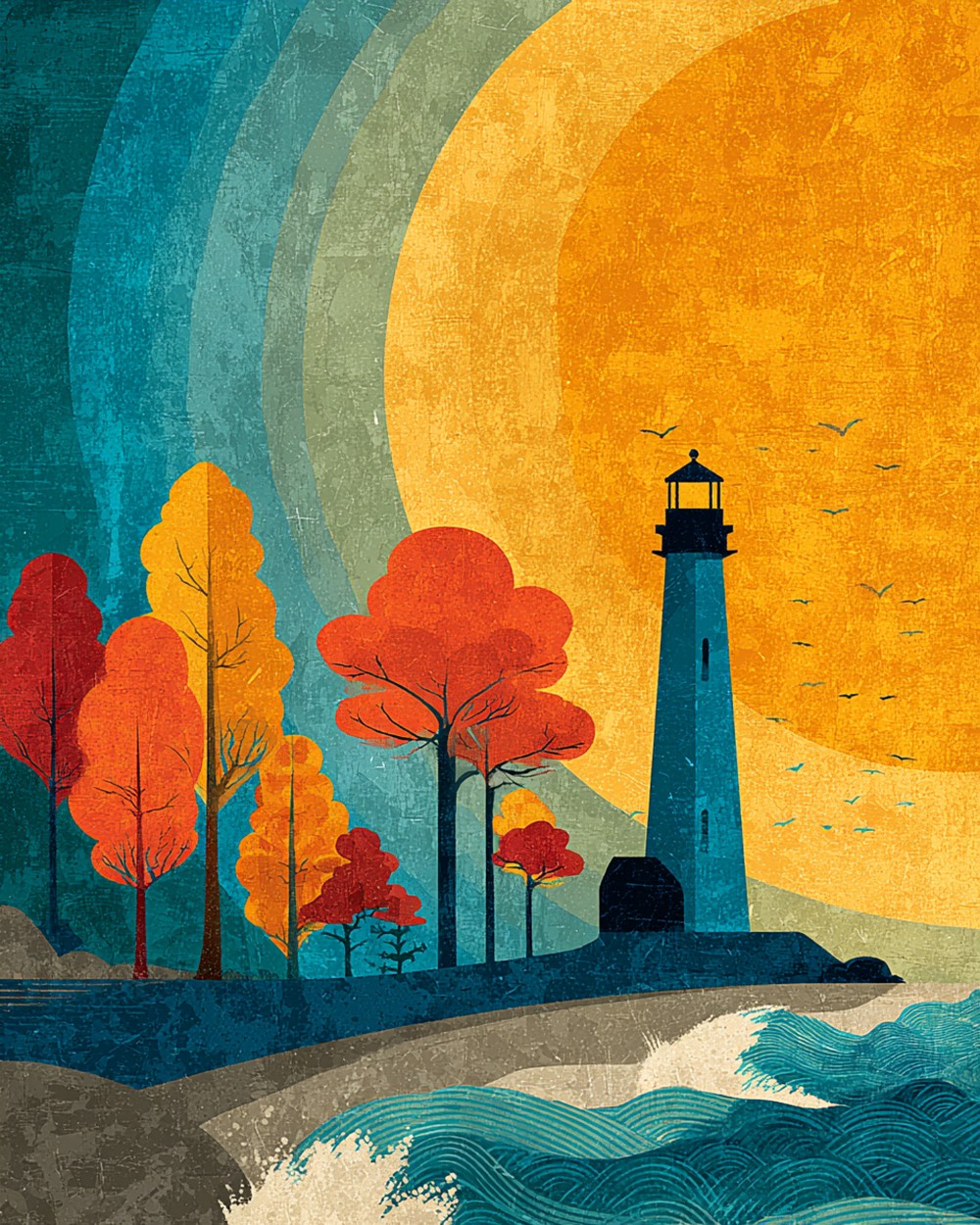Autumn Lighthouse Diamond Painting