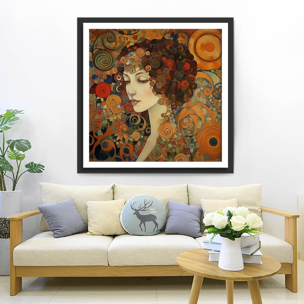 Beautiful Woman and Abstract Pattern Diamond Painting