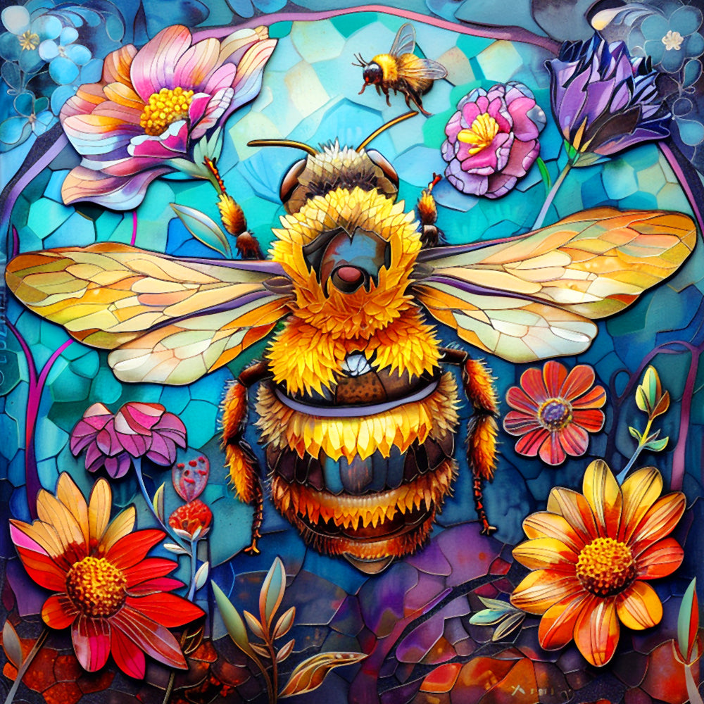 Bee and Flowers Diamond Painting