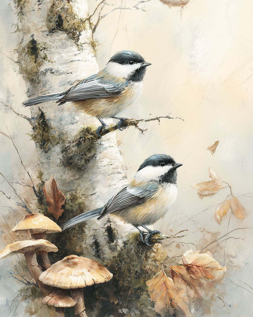 Birds on the Birch Tree Trunk Diamond Painting