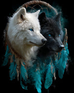 Black and White Wolf Dreamcatcher Diamond Painting