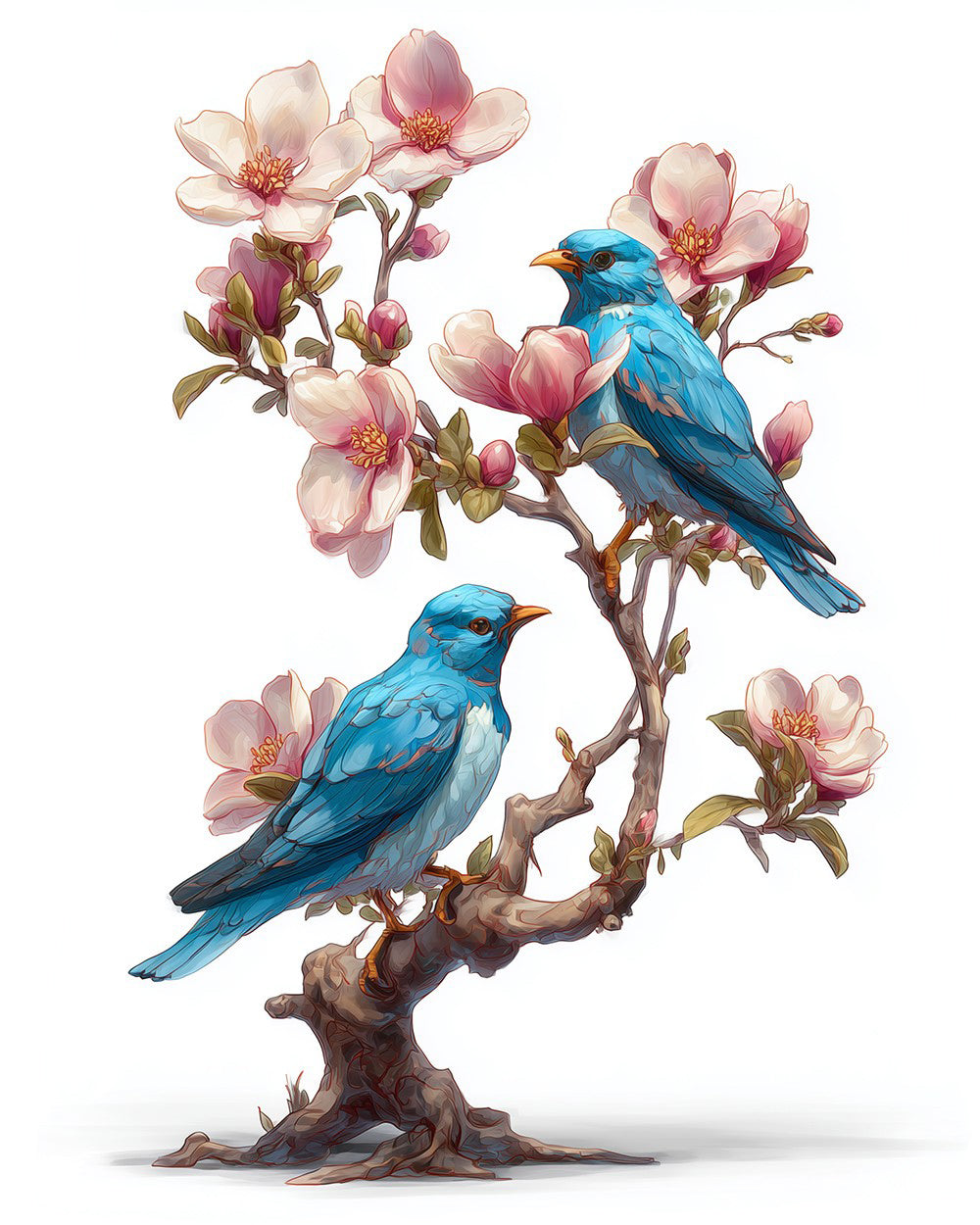 Blue Birds on Magnolia Branch Diamond Painting