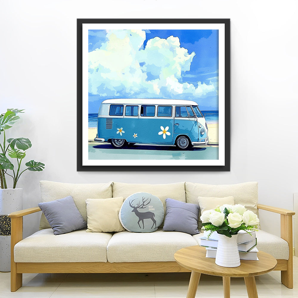 Blue Bus and Blue Sky Diamond Painting