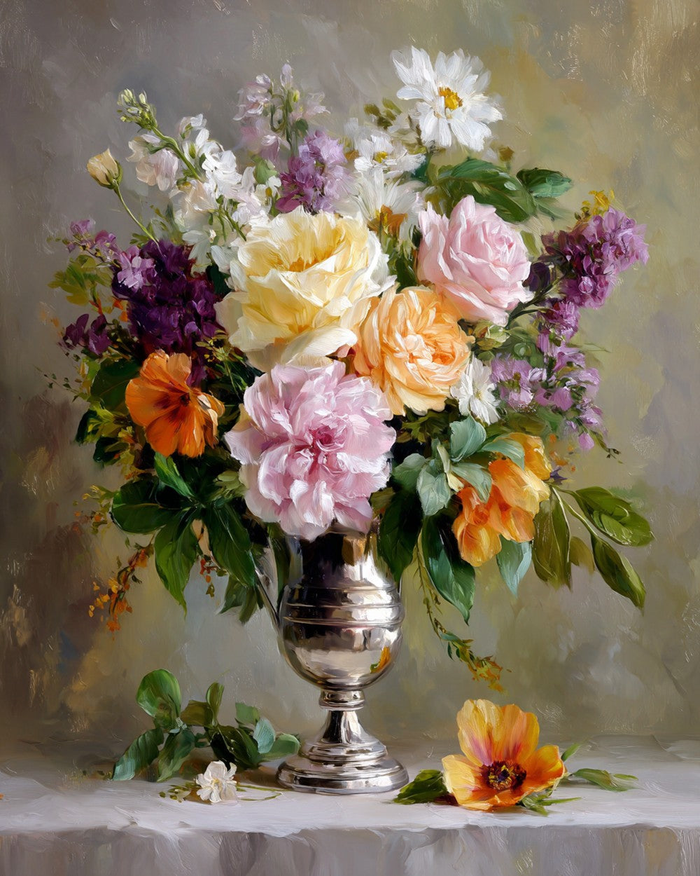 Bouquet in a Silver Vase Diamond Painting