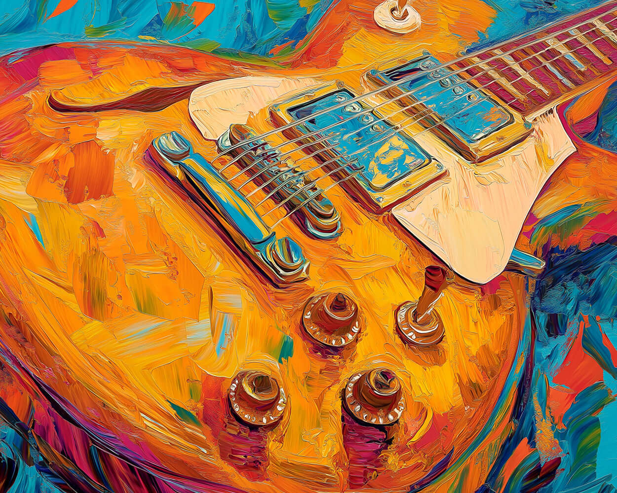 Brightly Colored Guitar Diamond Painting