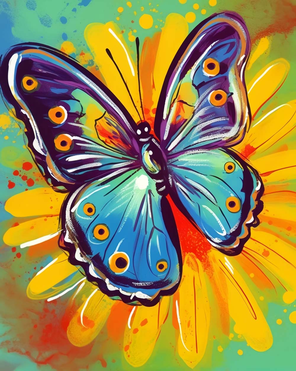 Butterfly on A Yellow Chrysanthemum Diamond Painting