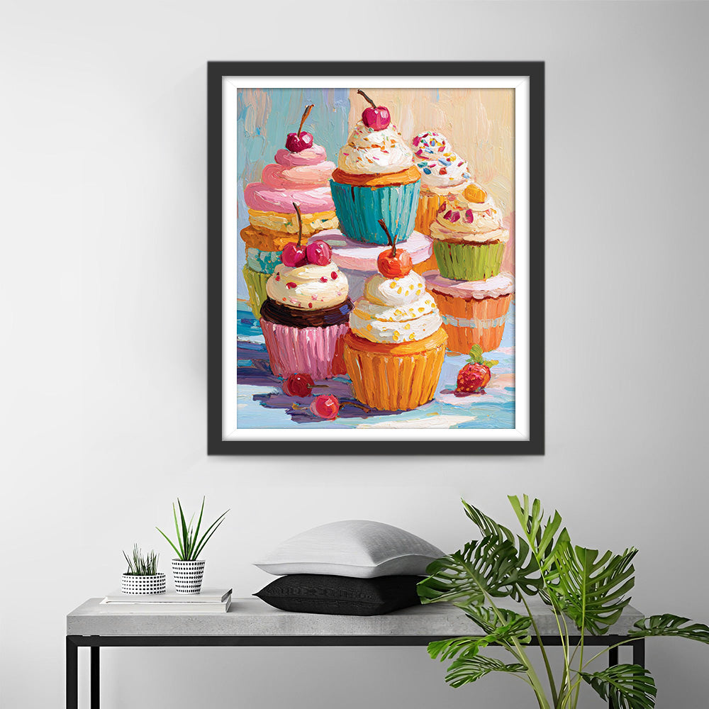 Cherry Cream Cupcakes Diamond Painting