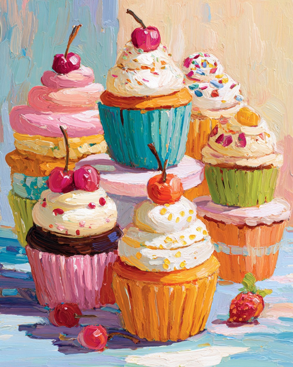 Cherry Cream Cupcakes Diamond Painting