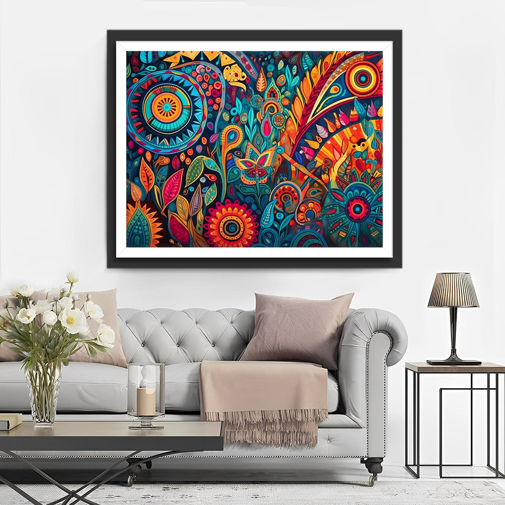 Colorful Abstract Leaf Pattern Diamond Painting