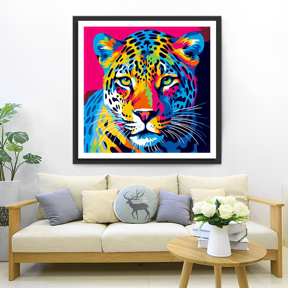 Colorful Leopard Head Diamond Painting