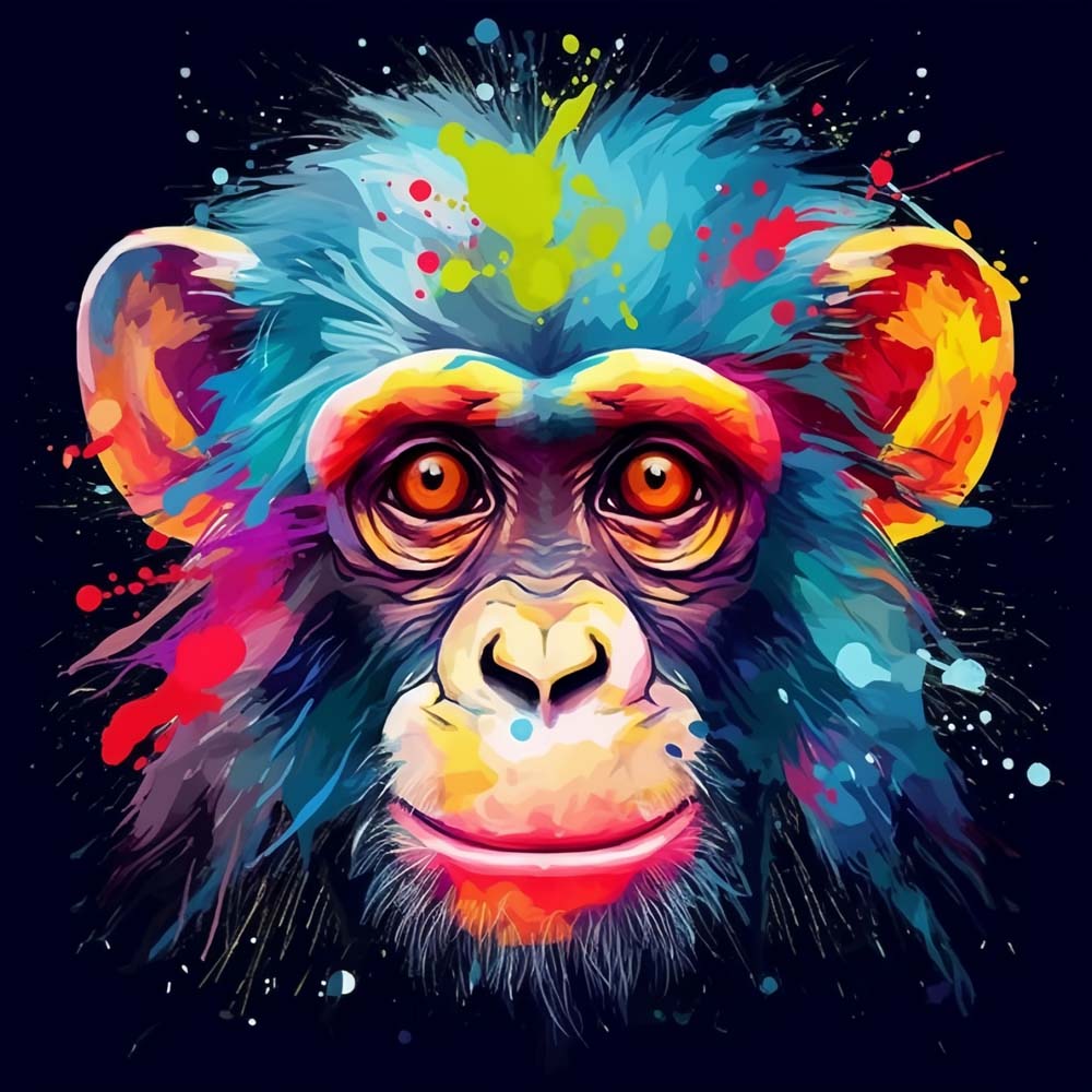Colorful Monkey Head Diamond Painting