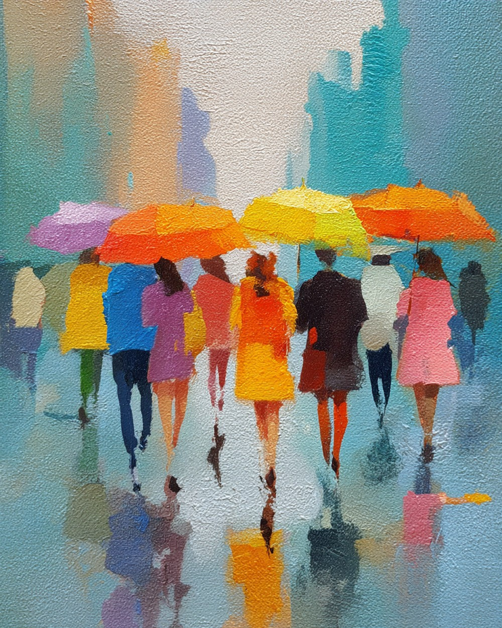 Crowds Holding Umbrellas Diamond Painting