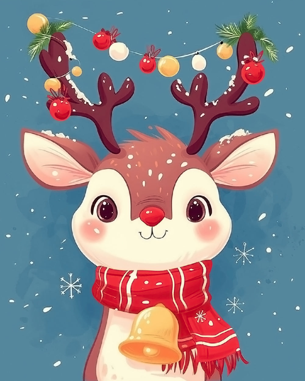 Cute Deer with Red Scarf Diamond Painting