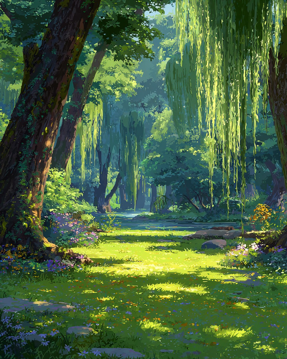 Dense Weeping Willows in Summer Diamond Painting