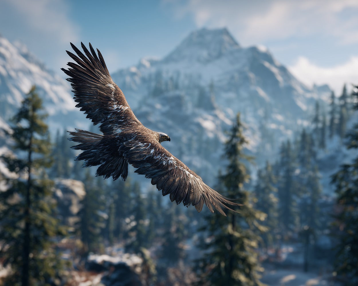 Eagle Soars above the Mountain Peaks Diamond Painting