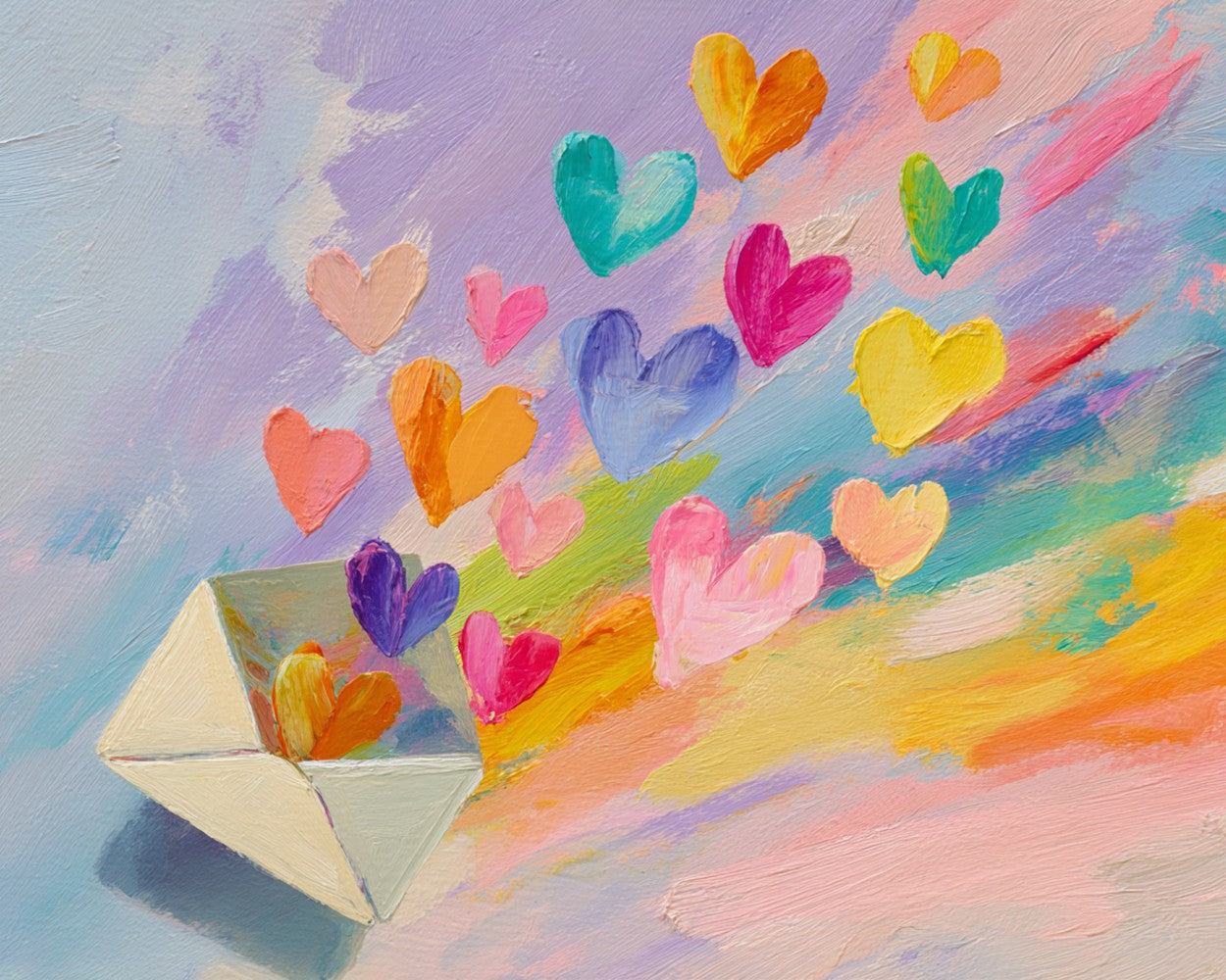 Envelop with Colorful Heart Patterns Diamond Painting