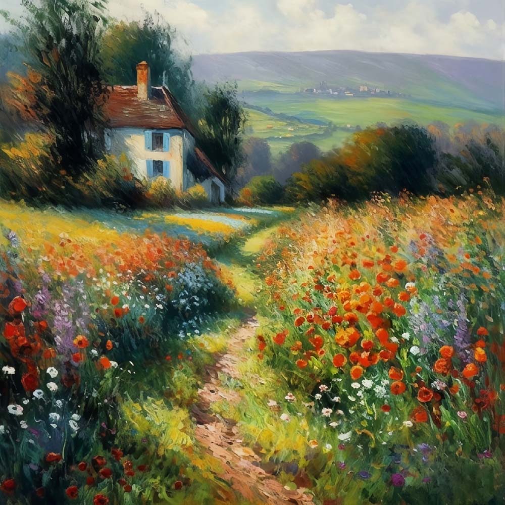 Flower Fields in the Countryside Diamond Painting