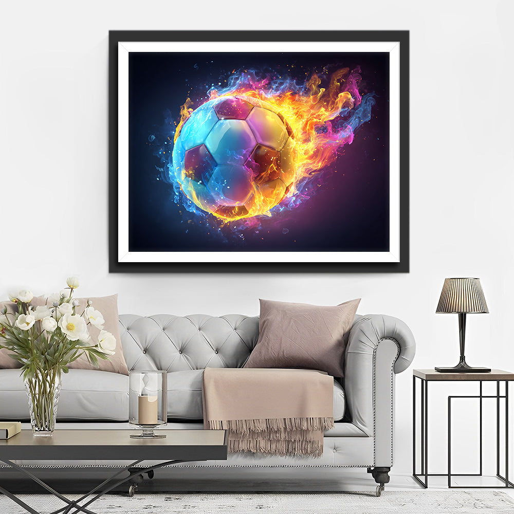 Football with Flame Effects Diamond Painting