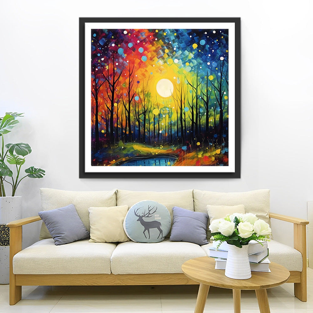 Forest under the Magnificent Moon Diamond Painting