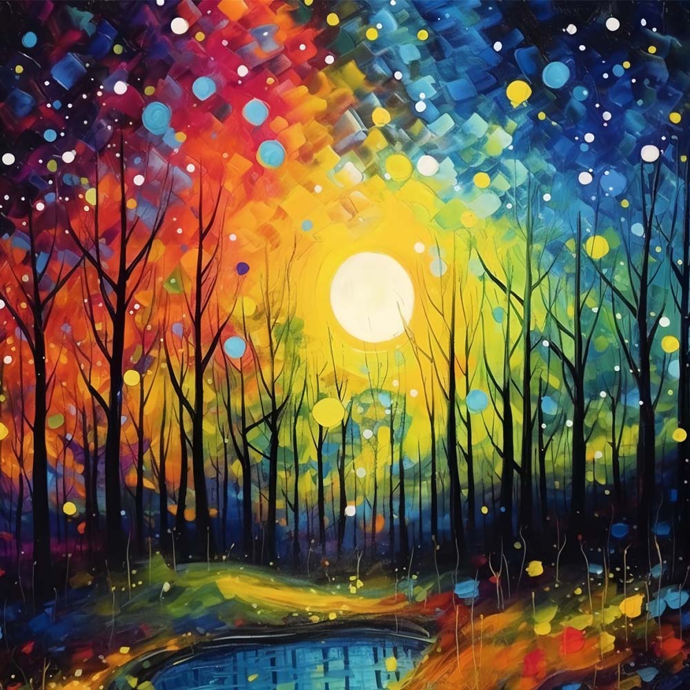 Forest under the Magnificent Moon Diamond Painting