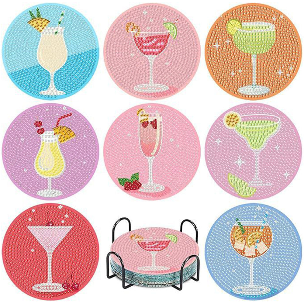 Fruit-Flavored Cocktails Diamond Painting Coasters 8Pcs
