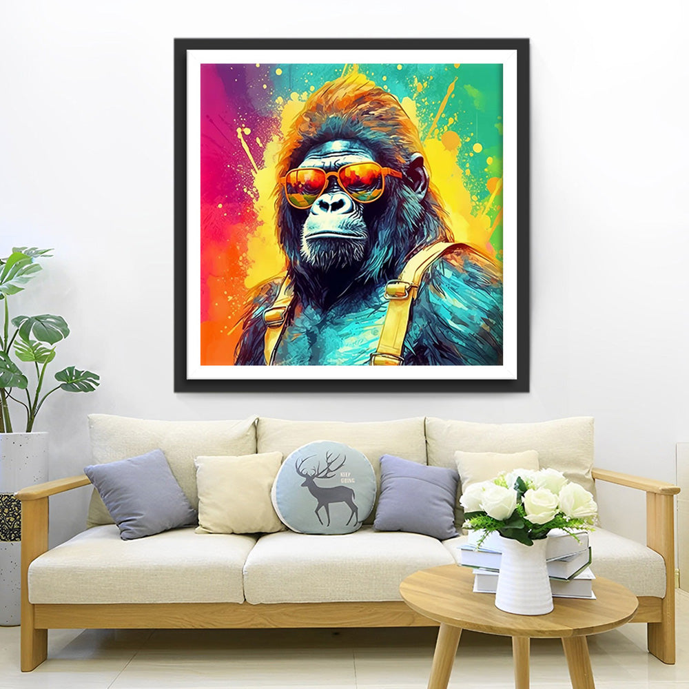 Gorilla with Yellow Sunglasses Diamond Painting