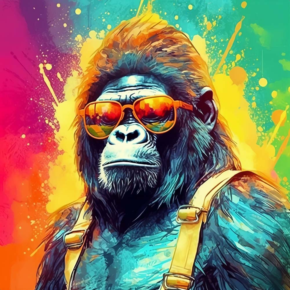 Gorilla with Yellow Sunglasses Diamond Painting