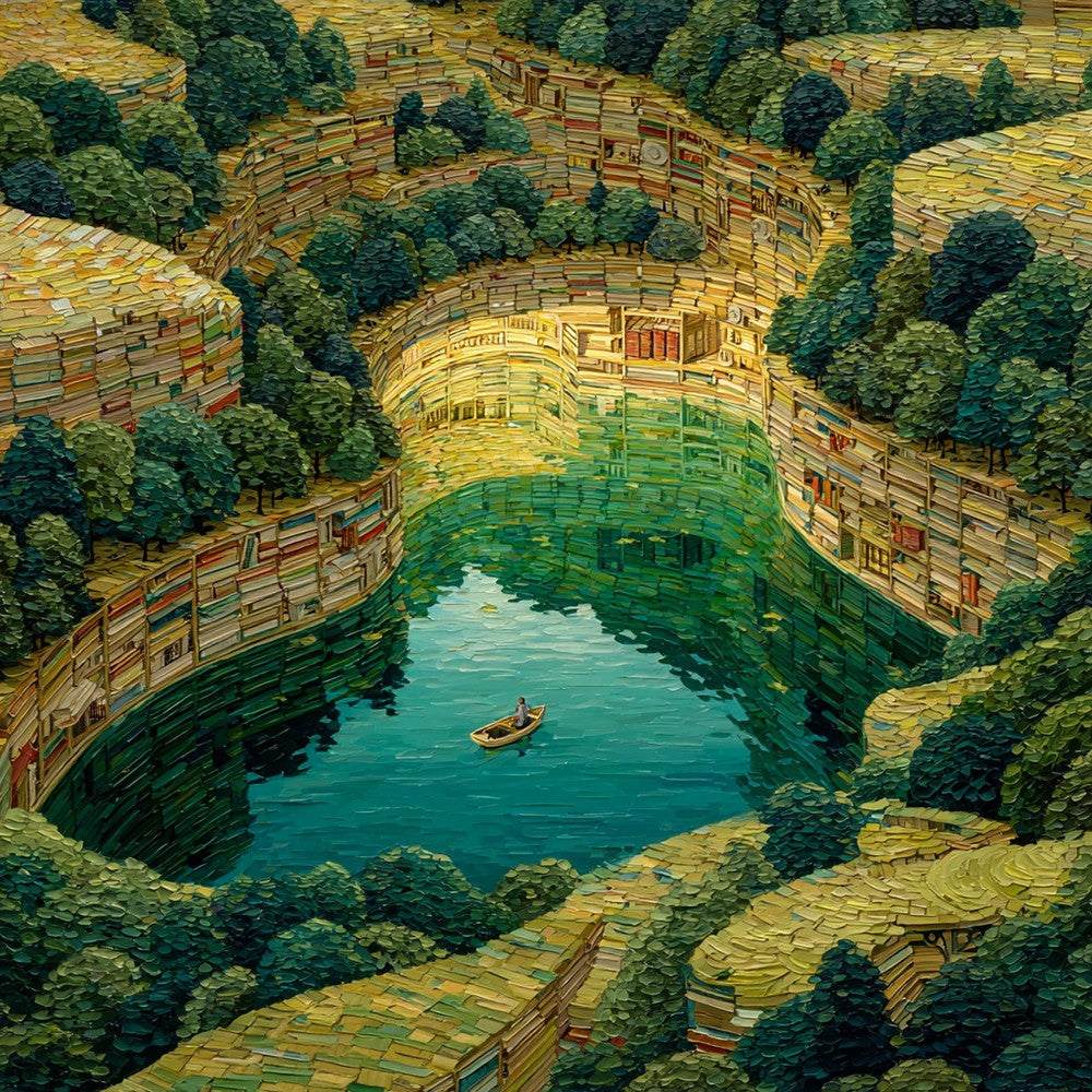 Green Lake in the Forest Library Diamond Painting
