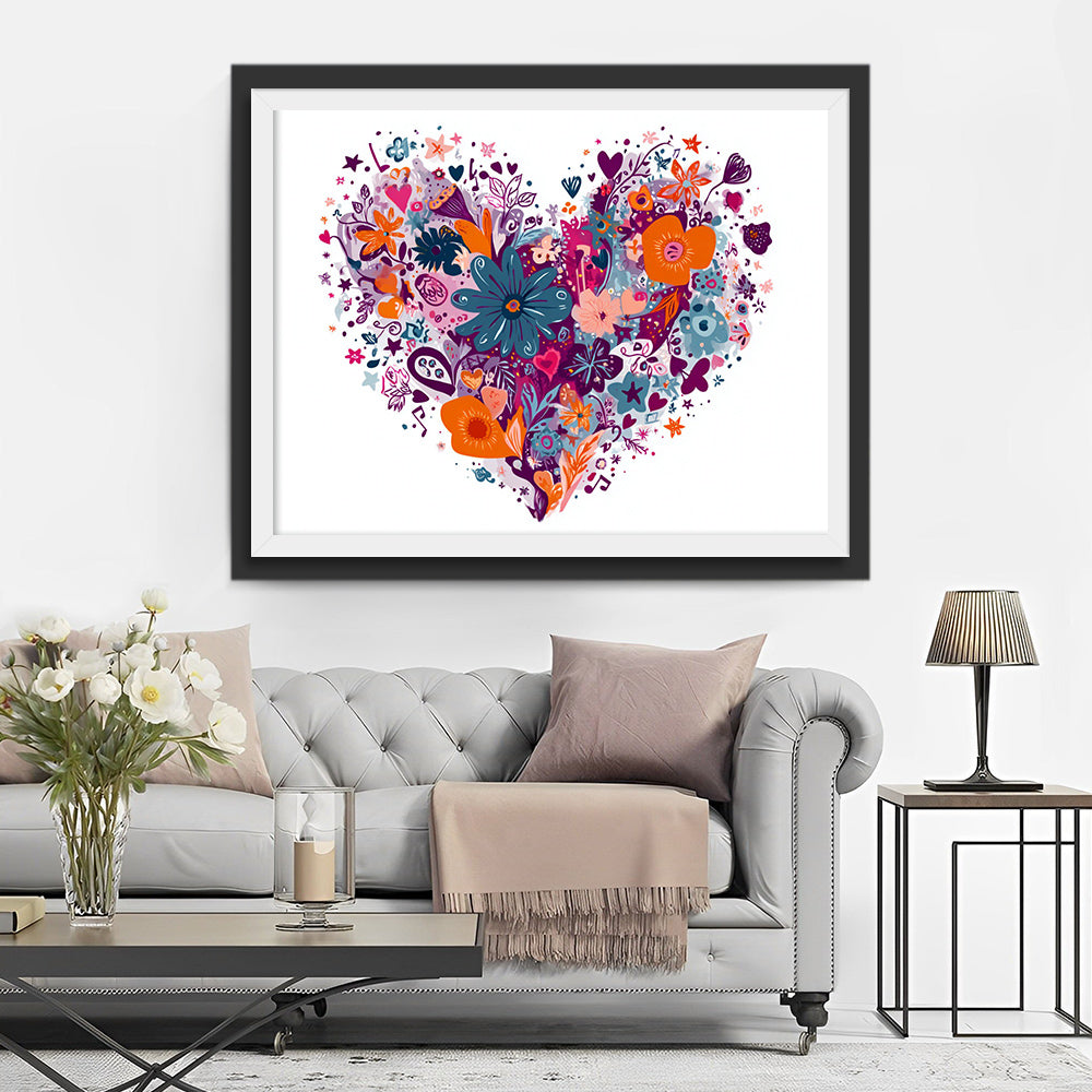 Heart-Shaped Floral Graffiti Diamond Painting