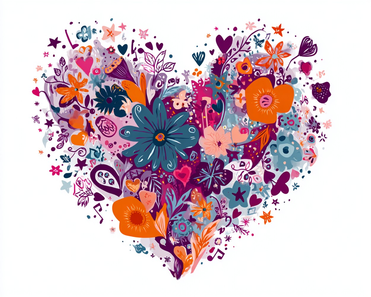 Heart-Shaped Floral Graffiti Diamond Painting