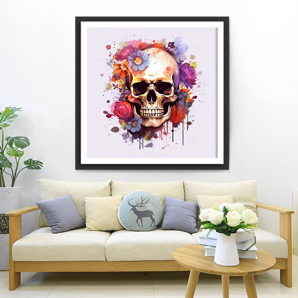 Horror Skull and Flowers Diamond Painting