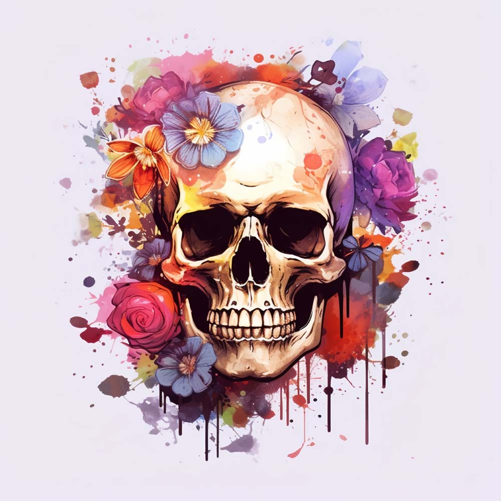 Horror Skull and Flowers Diamond Painting