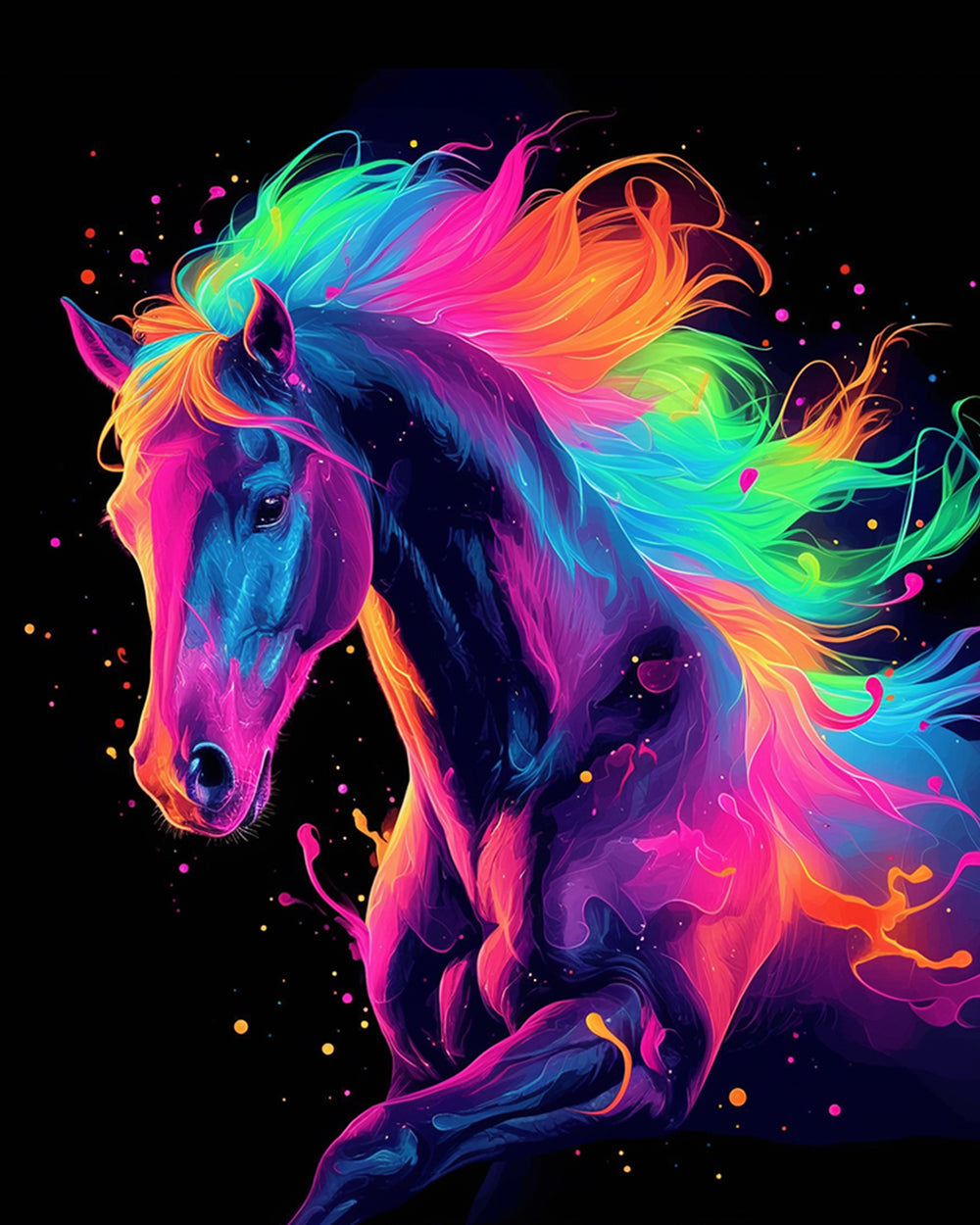 Horse with Colorful Hair Diamond Painting