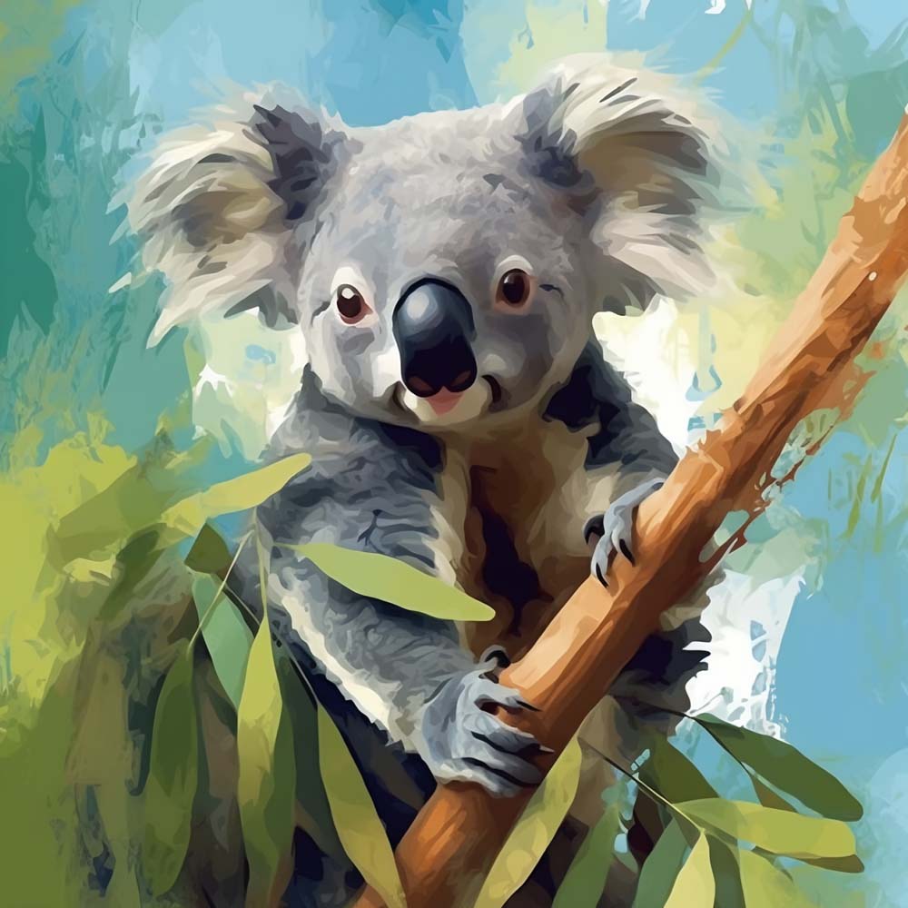 Koala Hugging a Tree Trunk Diamond Painting