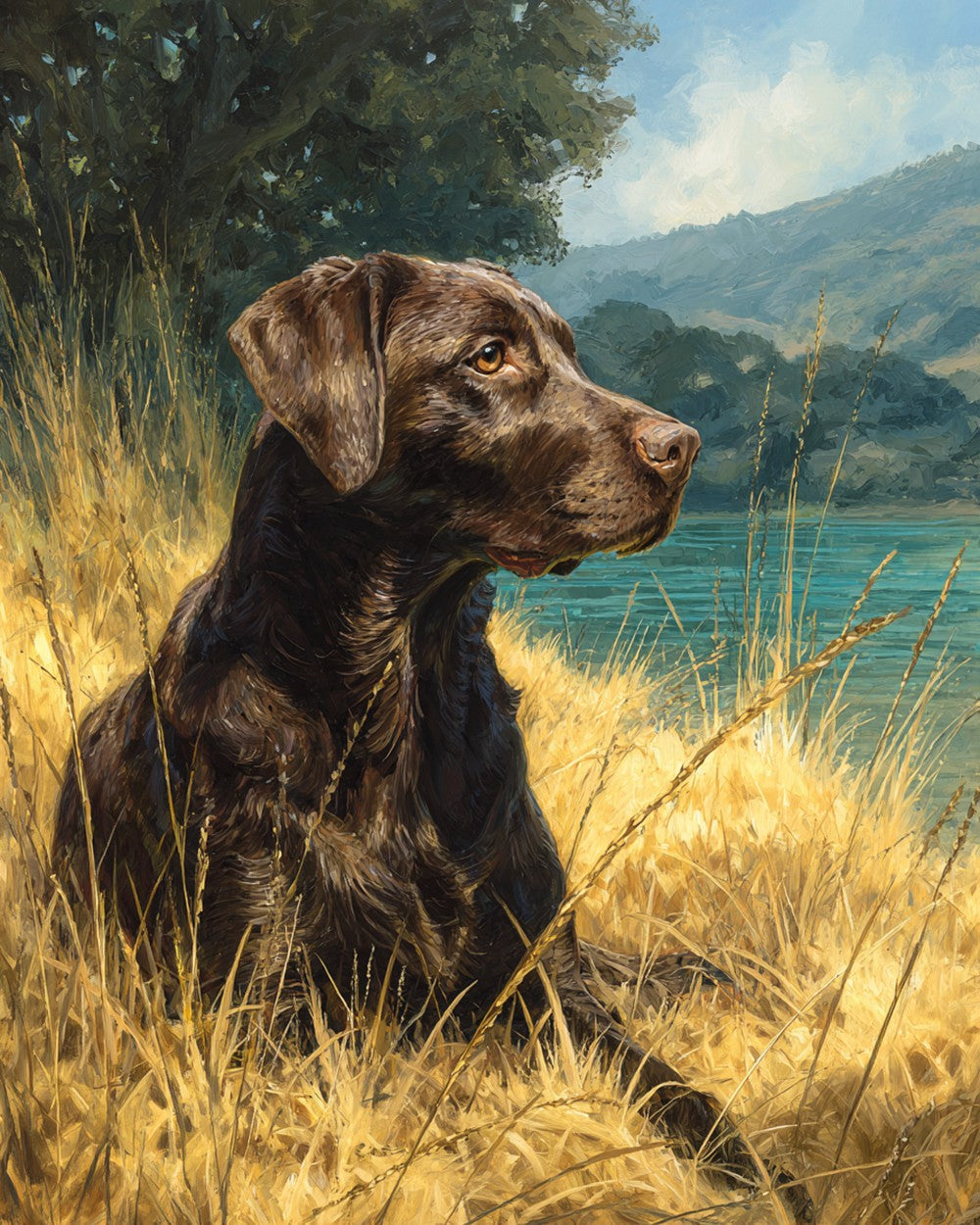 Labrador on the Golden Grass Diamond Painting