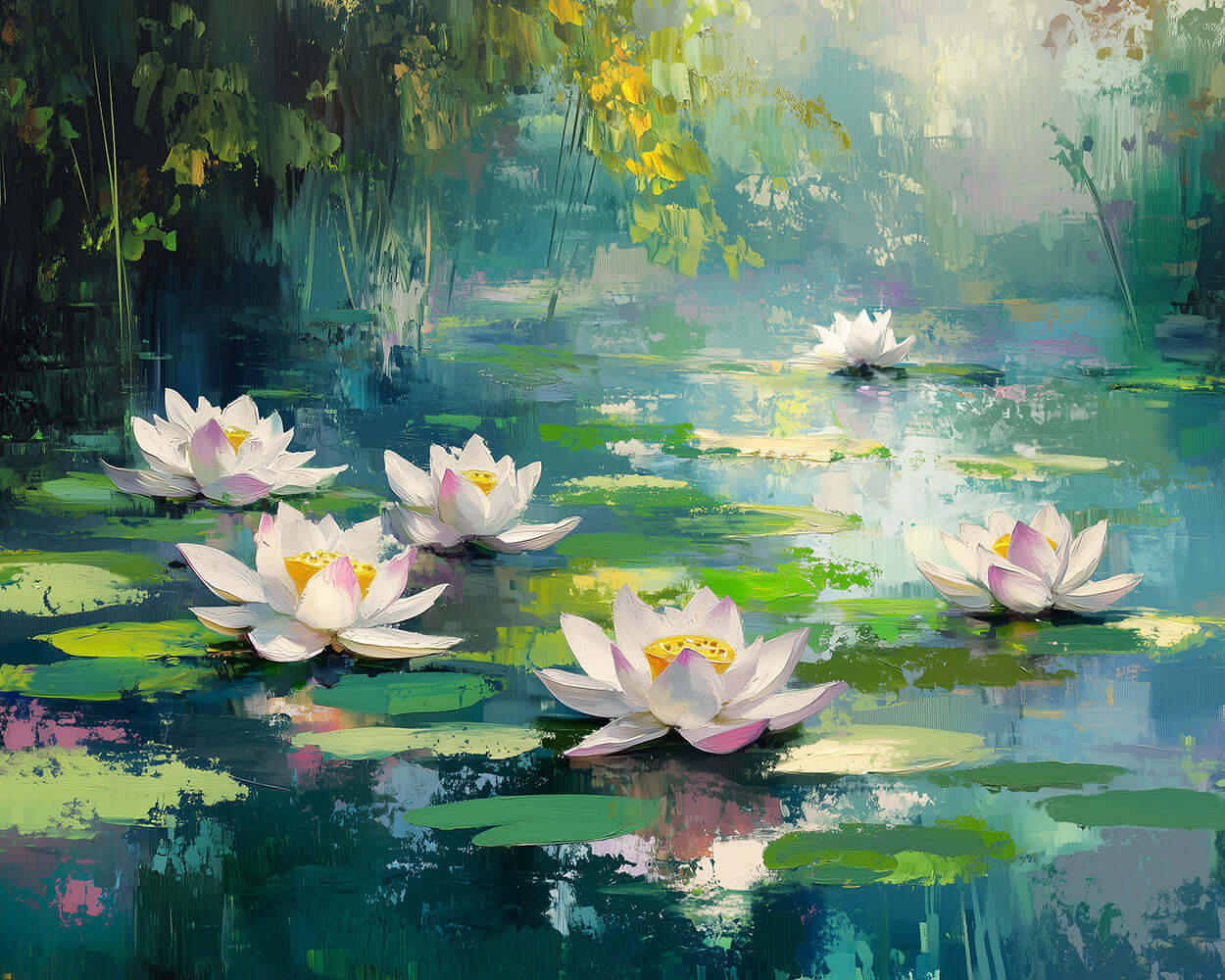 Lotus in the Summer Pond Diamond Painting
