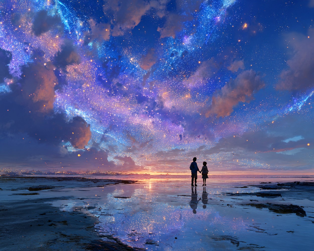 Lovers under the Aurora and Starry Sky Diamond Painting