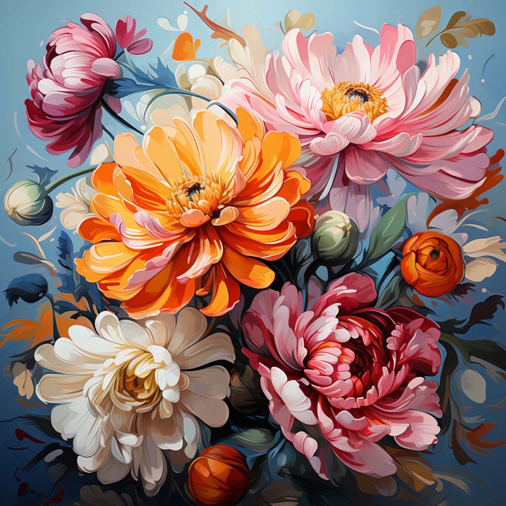 Lush Chrysanthemums Diamond Painting