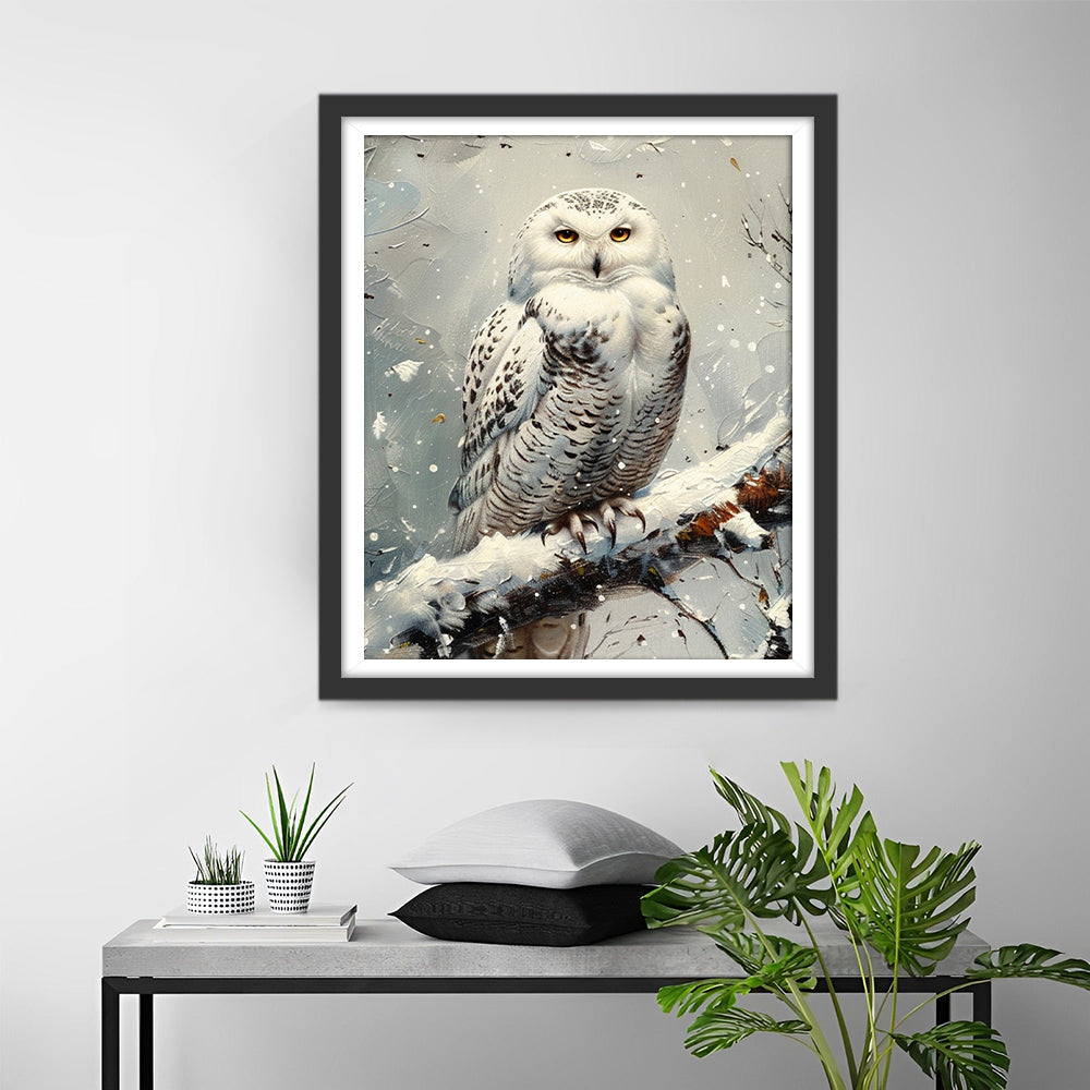 Owl in Snow Diamond Painting