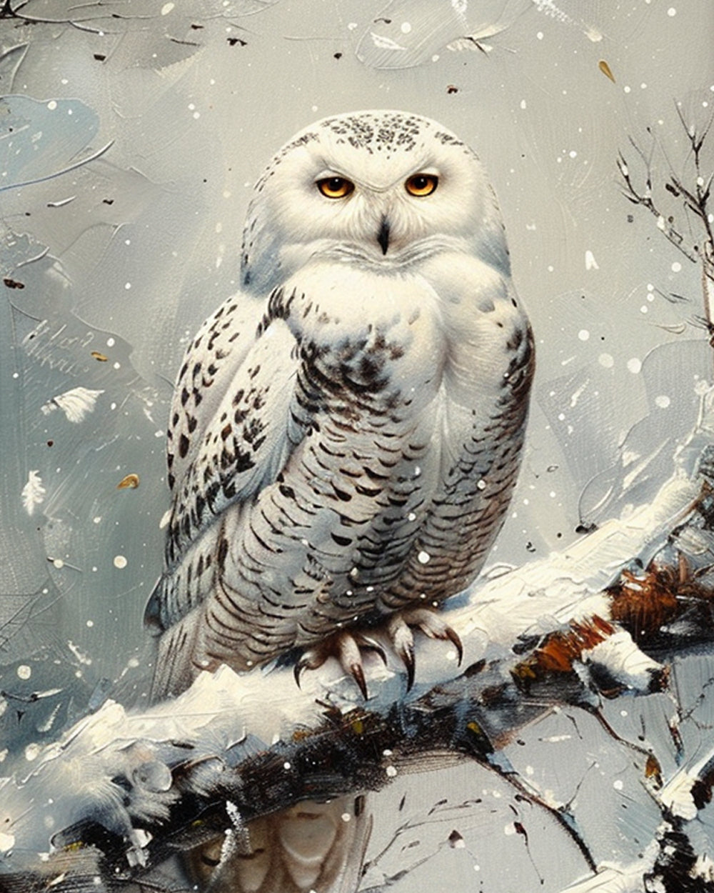 Owl in Snow Diamond Painting