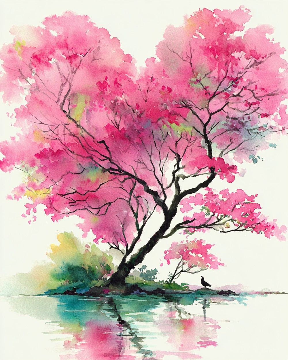Pink Heart-Shaped Tree Diamond Painting