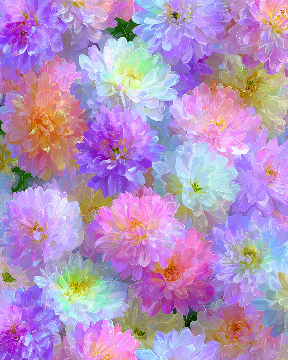 Pure and Vibrant Colorful Chrysanthemums Diamond Painting